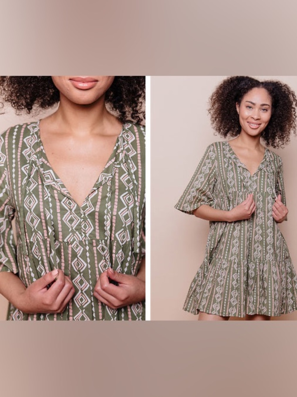 Mata Traders Adelaide Tiered Mini Dress Small NWT Fair Trade Cotton Clover Green